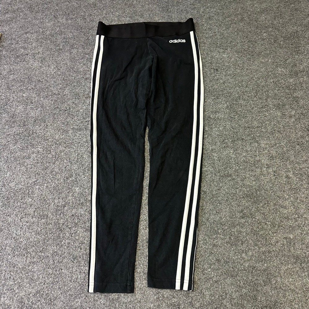 Adidas Leggings Womens Size S Black White Stripe Athletic Slim Fit Stretch Pant
